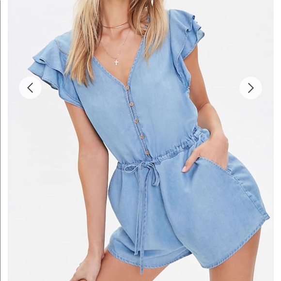 Forever 21 Pants - Chambray Button Down Romper